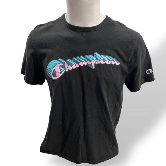 Vintage Y2K Champion Black T-Shirt Men’s Medium – Pink &  Blue Graffiti Logo - Picture 4 of 7